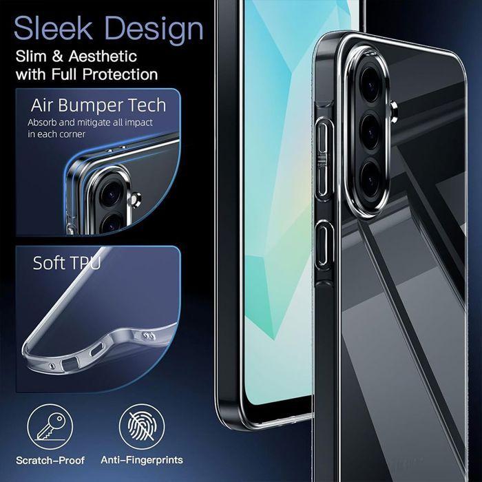 Protective Case - BOOLING - for Samsung Galaxy A56 5G - Transparent Silicone - 2 Tempered Glass - Shockproof