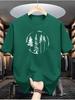Men's Summer 100 Cotton Fashionable Casual Loose Forest Tree Pattern Printed Sports Round Neck Short Sleeved T-shirt Top