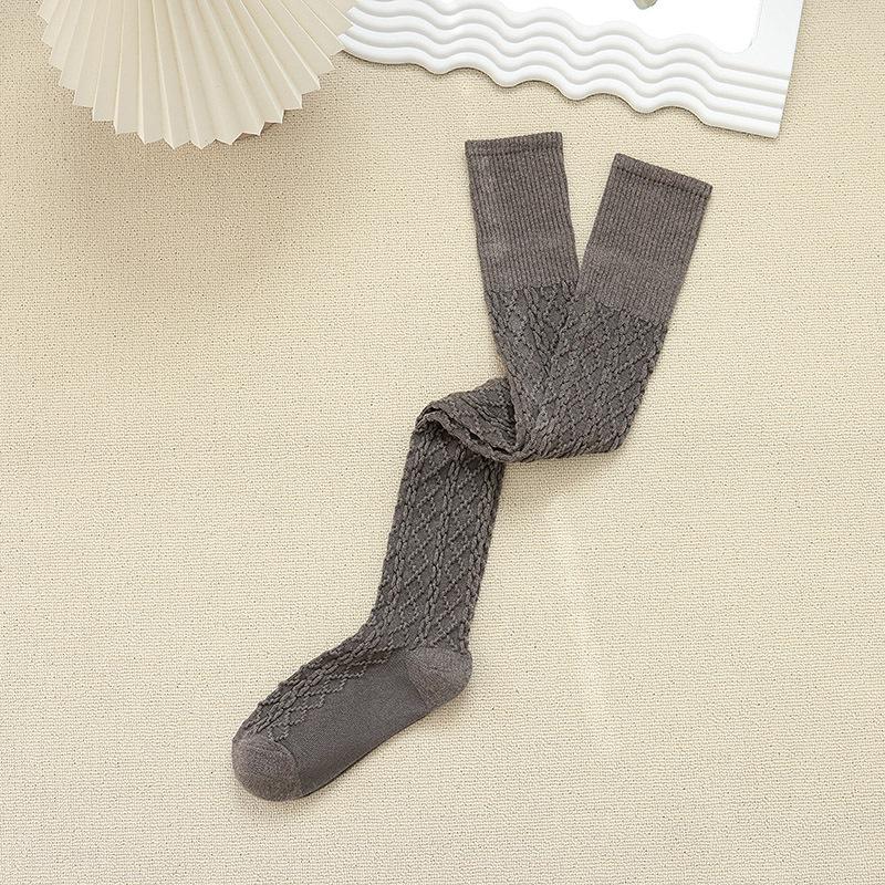 Knee Socks Women'S Autumn And Winter Solid Color Japanese Jk Calf Socks Cotton Relief Twist Simple White High Tube Socks Knee Pads
