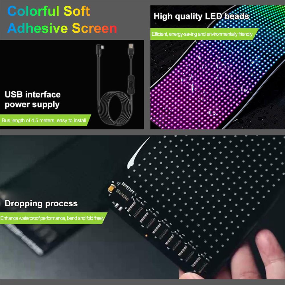 Demon Eyes Auto-LED-Logo, APP-LED-Matrix-Pixel-Panel, Nachtlicht, DIY, programmierbares, flexibles LED-Display für Auto-/LKW-Zubehör