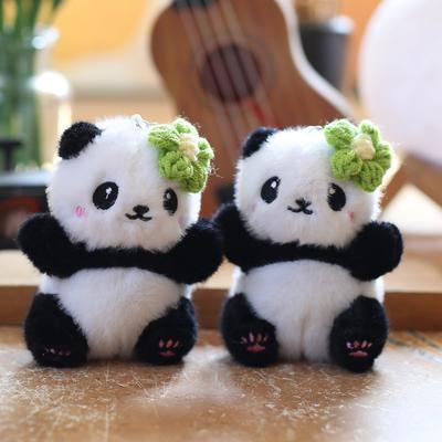 Cute Flower Panda Plush Dolls Toy Pendant Keychain Backpack Hangings Decoration Gift