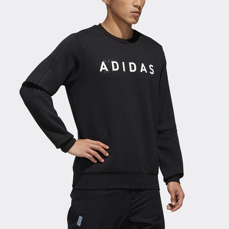 Adidas Logo Print Sport Pullover Sweatshirt Men Sweatshirt Black FM9377