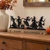 Rustic Wooden Table Decor Halloween Dancing Witch Countdown Ornament, Home Classic Retro for Office Party Centerpiece, Spooky Haunted House