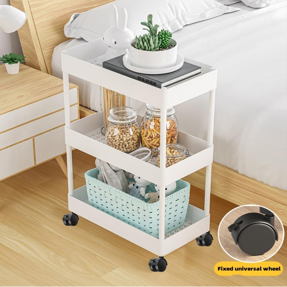 Mobile Bookshelf Storage Rack Multi-layer Bathroom Shelves Household Snacks Storage Rack Storage Trolley Household Accessories