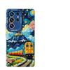 Applicable To Samsung S26ultra Mobile Phone Case Oil Painting Train S25/24plus Summer S23 Silicone All-inclusive S22 Sets