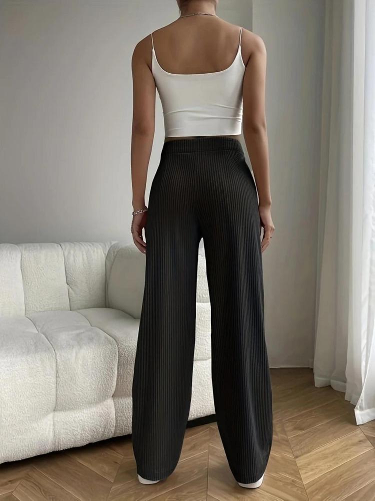 Women's Long Trousers Spring Autumn High-Waisted Wide-Leg Trousers Flowing Versatile Casual Straight-Leg Trousers