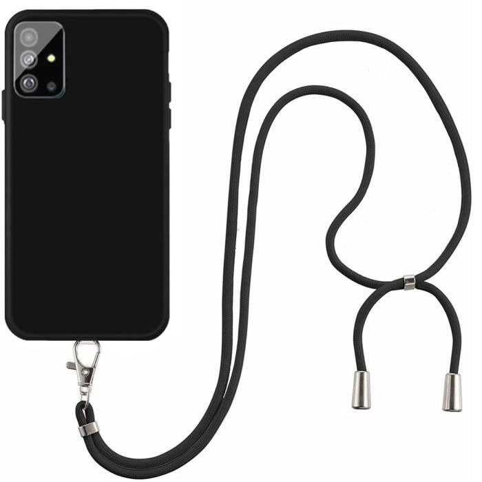 Coque de Protection Souple - PROSHOP - Samsung Galaxy S20 Plus - Noir - Antidérapante - Tour de Cou Universel