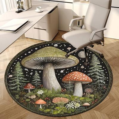 1pc Office Carpet Chair Mats Mystical Forest Mushroom Garden Perfect for Decorating Office Chairs, Living Rooms, Or Bedrooms
