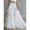 Women's High Waist A-Line Maxi Skirt Tiered Tulle Layered Skirt Elegant Casual Long Skirt