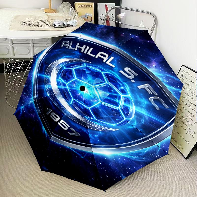 Al Hilal Emblem Design Umbrella Folding umbrella, automatic umbrella 8-Frame for Travel, camping Use Gift for Halloween Christmas