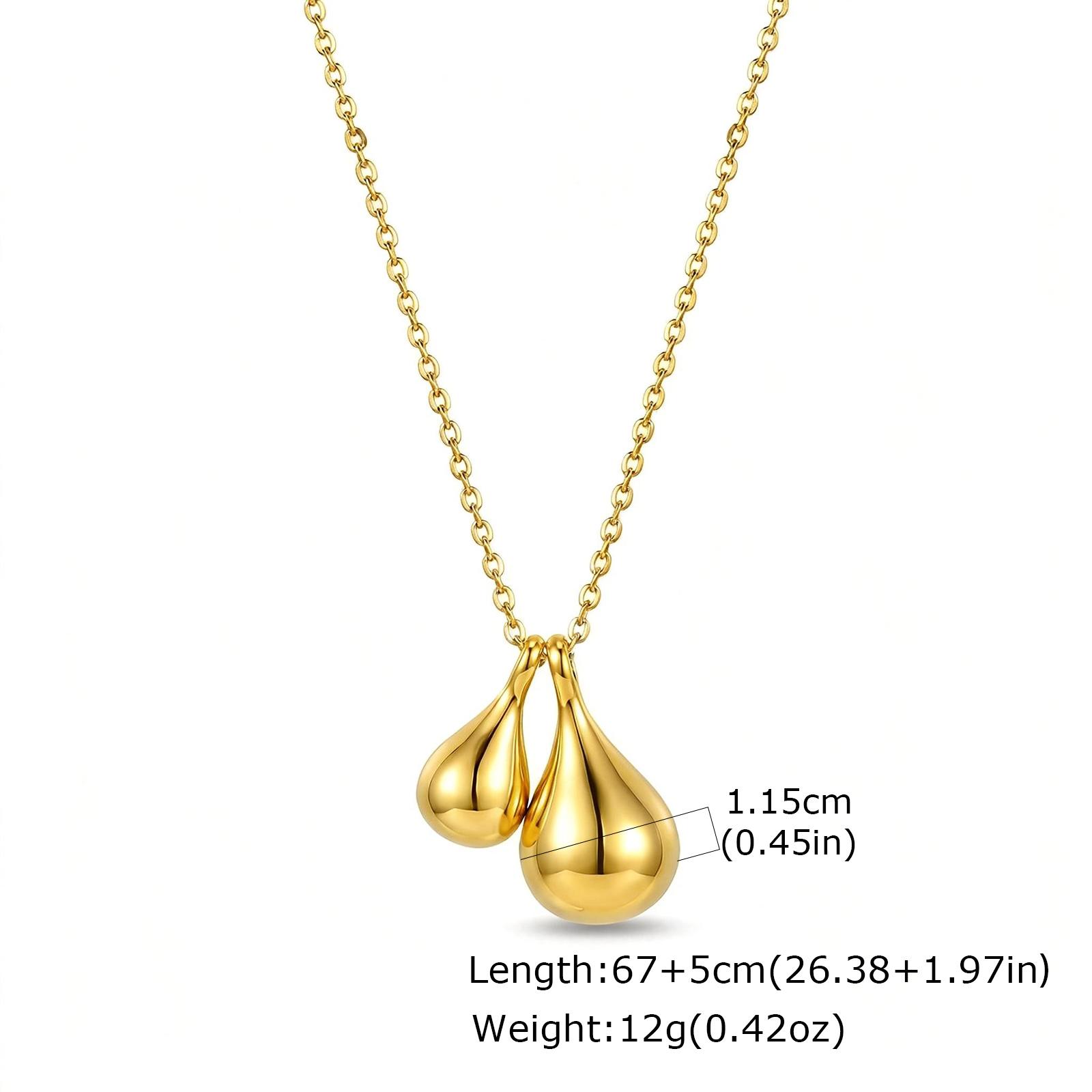 

Long Chain Double Water Droplet Pendant Necklace for Women, Korean Fashion Jewelry Accessory