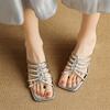 Fashion New Summer Slippers Open-toe Slippers for Women Fashion Square Toe High Heels Ladies Shoes Gladiator Shoes Slippers Sandals