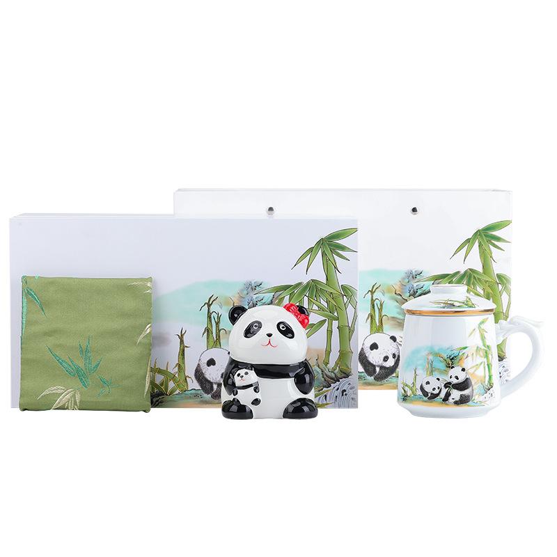 Souvenir gift Chengdu panda office cup ceramic cup tea set gift business company annual meeting high-end gift