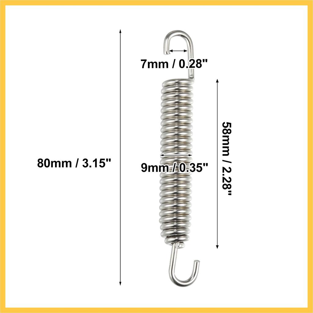 BULLSPANN Motorcycle Universal Exhaust Pipe Springs 80mm Stainless Steel Exhaust Pipe Spring Hook Retrofit