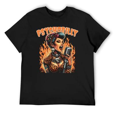 T-shirt Psychobilly Girl, nouvelle édition, cadenas bleu, cadeau pour petit ami, t-shirt en coton pour homme