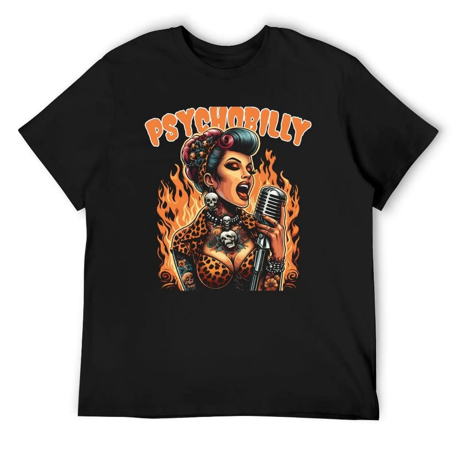 

Psychobilly Girl T-Shirt new edition blue lock gifts for boyfriend mens cotton t shirts XXXXXL чорний