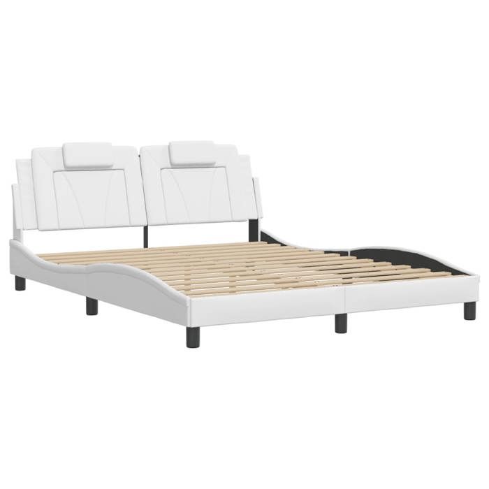 VidaXL Cadre de Lit avec Tête de Lit, Lit Rembourré avec Coussin, Lit Double, Lit Adulte Chambre, Moderne, Blanc 160x200 cm 3208104