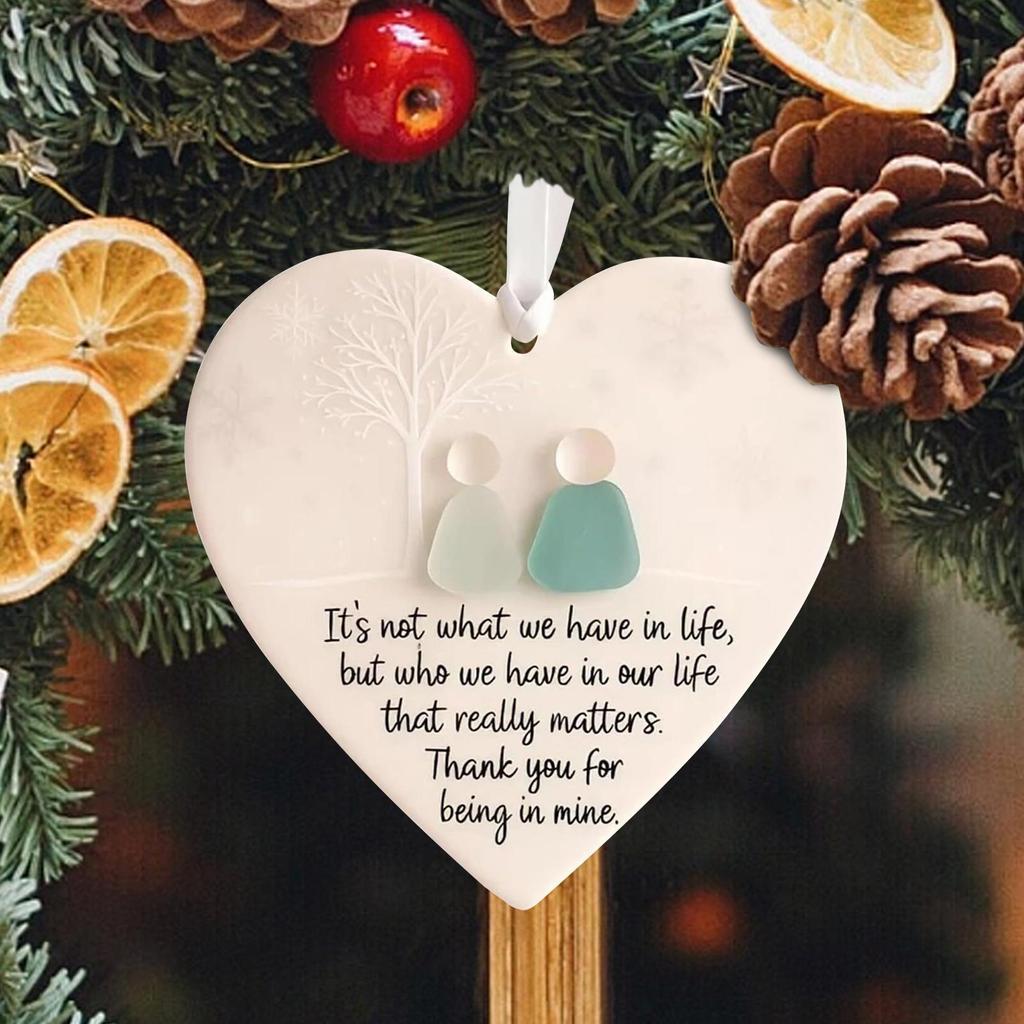 Neues Herzförmiges Seeglas-Erinnerungsstück Freundschaftsdeko Acryl Herzförmiger Anhänger Weihnachtsbaum Hängedekoration Weihnachtsgeschenk