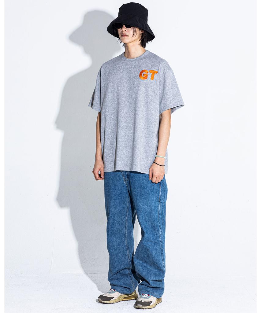 GRAN TURISMO Two-Tone Chain Embroidery Gt Logo Gray T-Shirt