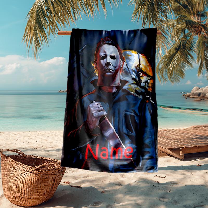 Individuelles ultraweiches Strandtuch mit Halloween-Horror-Thema, ideal für Pool - Camping, Tauchen - Perfekter Reisebegleiter, Lebendiges Strandtuch.