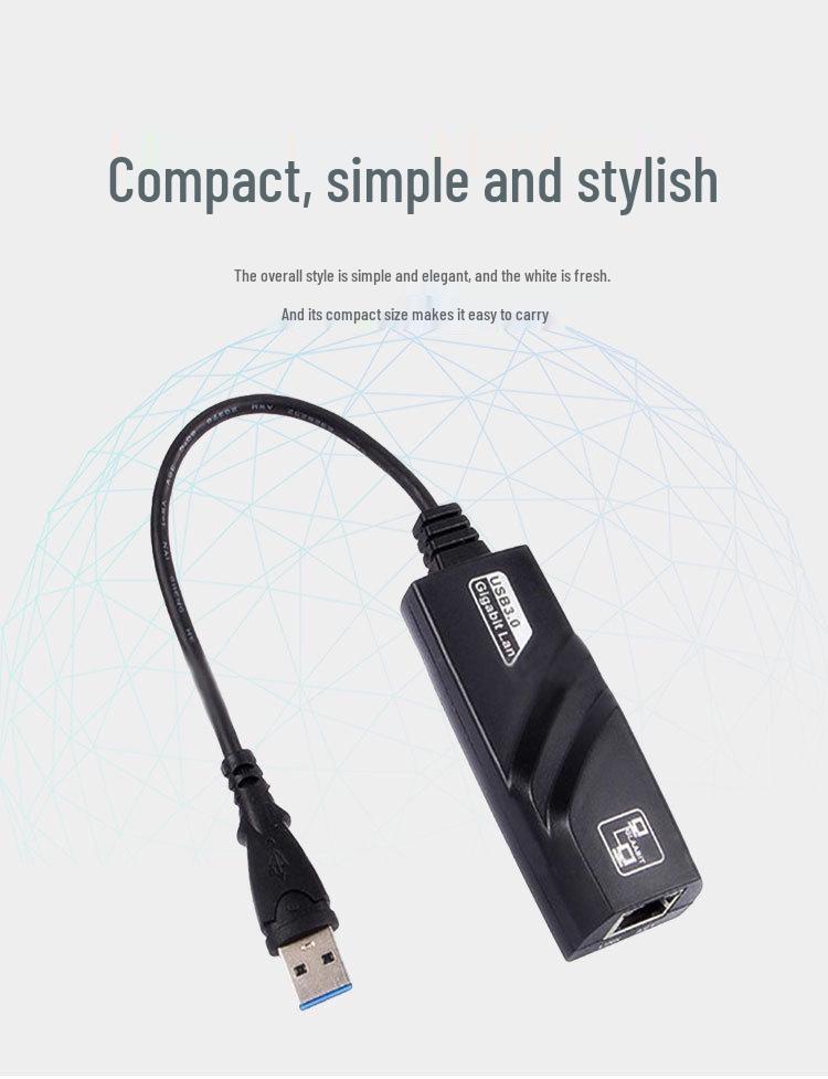 USB 3.0 Type-C to RJ45 Gigabit Ethernet Adapter with Cable & LED - Driver-Free High-Speed Network Converter