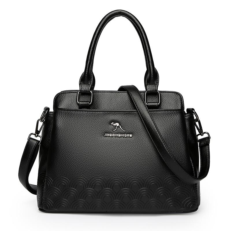 

Soft Leather Handbag, Embossed Small Bag, Trendy and Simple Tote Bag, Commuting Single-shoulder Crossbody Bag чёрный