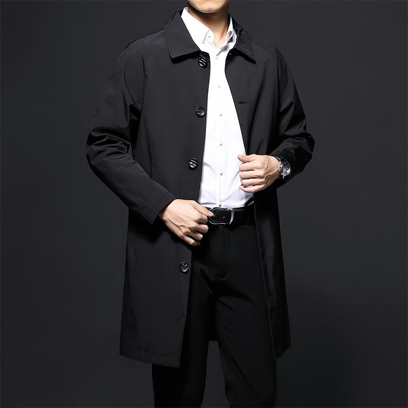 Men Casual Loose Turn Down Collar Business Trench Coat Outerwear