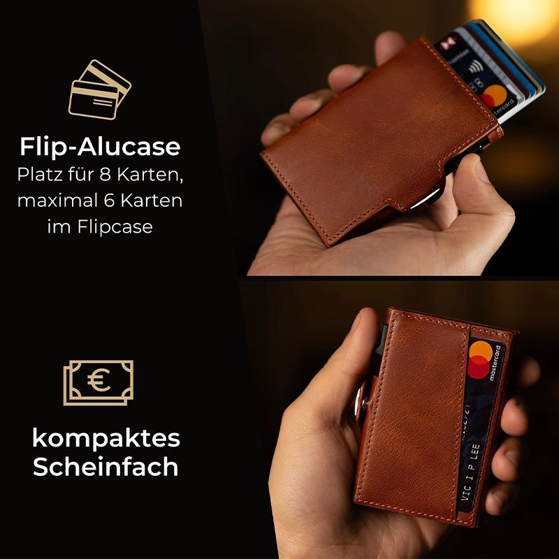 Aluminum alloy credit card metal card bag, automatic elastic card anti-degaussing multi-functional three-fold men's card bag