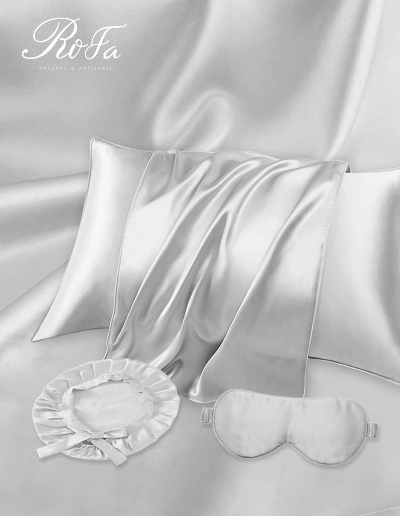 Silk 3 Piece Set Night Cap Silk Pillow Cover Silk Eye Silk Natural Silk Hair Cap Beautiful Hair Long Hair Pillow Cover Double Sided Silk 43 X 63cm