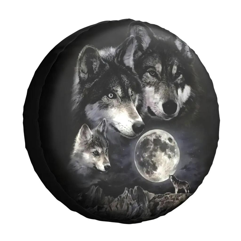 Wolf Pack Tattoo Spare Tire Cover Universal Fit for Jeep Pajero Toyota 4WD 4x4 Car Wheel Protectors Accessories 15" 16" 17" Inch