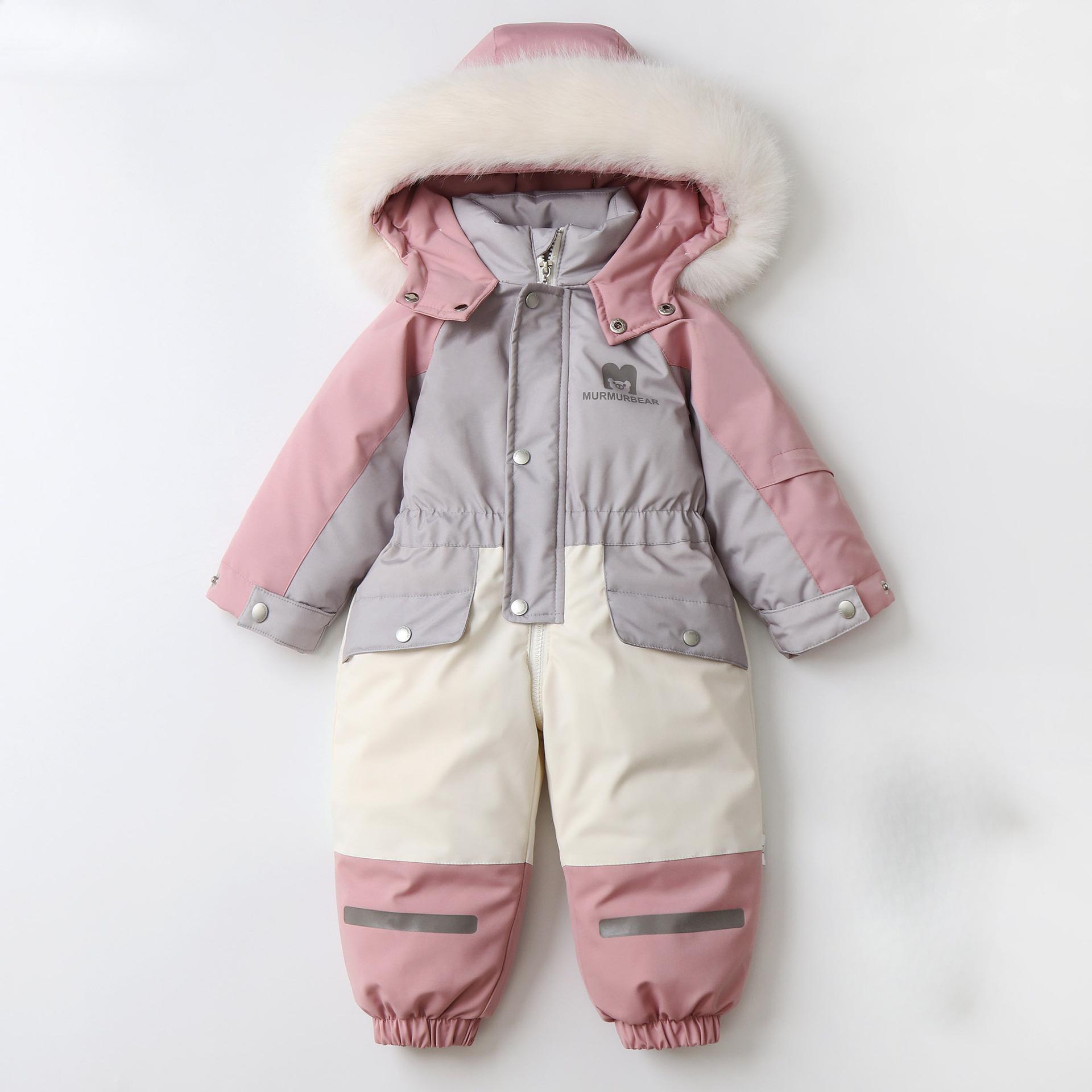 

Детский цельный комбинезон для снега Девочки Мальчики Комбинезоны для снега Разноцветные Лыжные костюмы Зимний комбинезон с капюшоном Комбинезоны Для малышей Верхняя одежда Куртка Пальто Детские Костюмы для снега Комплекты 90cm розовый