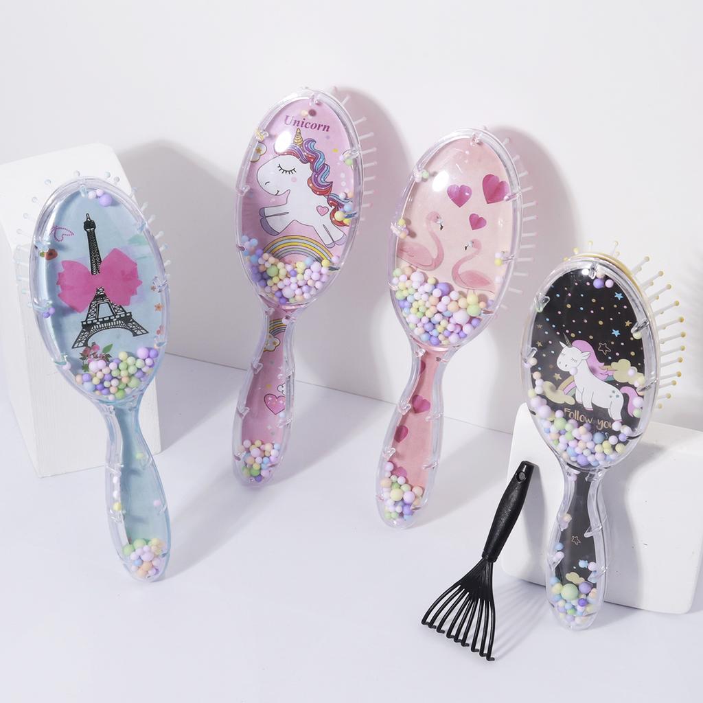 Cartoon pattern air cushion comb with cleaning claws set - non damaging hair massage brush, suitable for all hair types