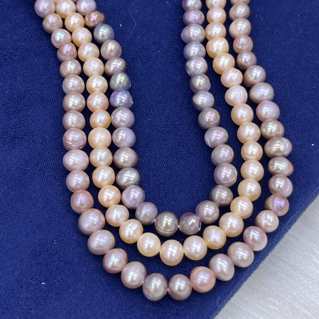 1String, Yellow Purple Multicolor Natural Freshwater Pearls, Handmade Potato Pearl Beads for Jewelry Making DIY Crafts (Beads 5-6mm, Length 36cm)