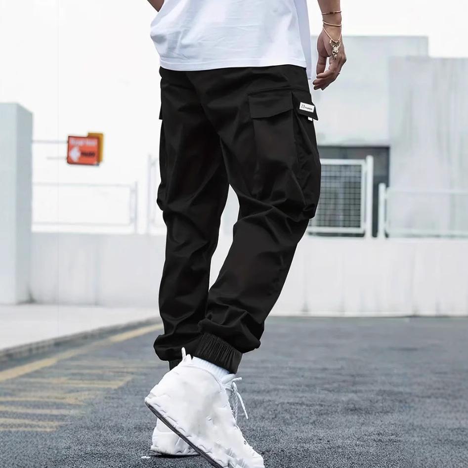 Autumn Japanese-Style Men's Casual Pants with Multiple Pockets and Loose Cuffs