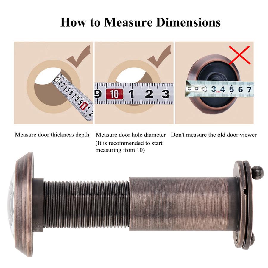 200 Degree Oil Rubbed Bronze 16mm Peep Hole Solid Brass Security for 1.57 To 2.56 Inch Doors Home Office Hotel Heavy Duty Rotating Privacy Cover