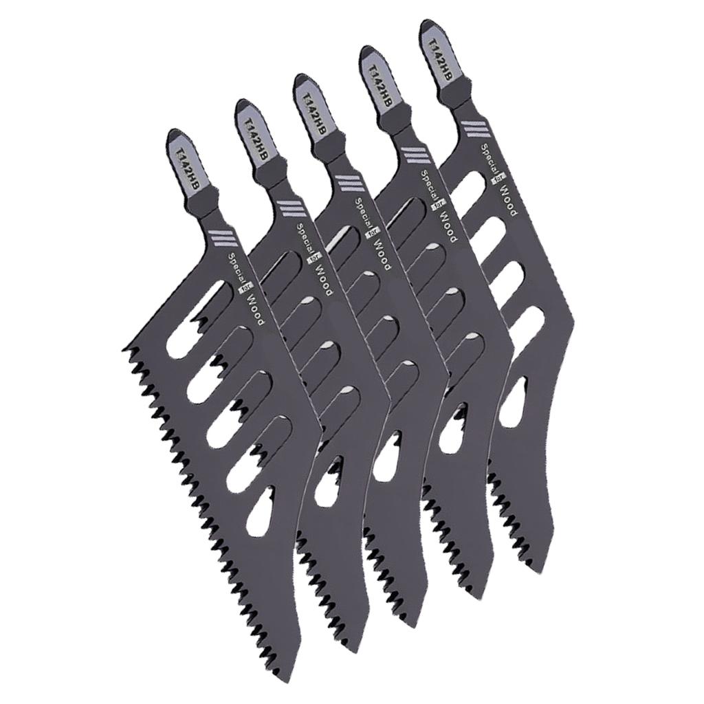 5 Pcs Flush Cutting Jigsaw Blade High Carbon Steel Irregular Curve Saw Blades with Handle for Softwood Fiberboard