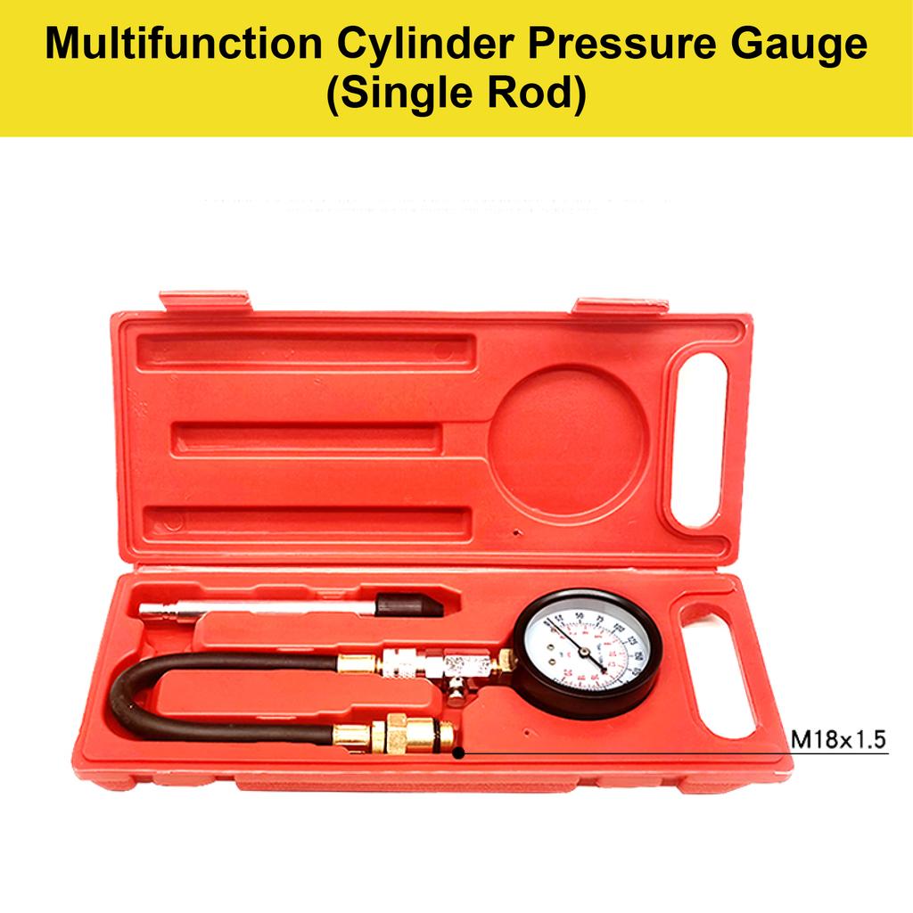 Cylinder Pressure Tester Kit 0‑300 PSI Compression Gauge for Car Motorcycle Brass Adapters Quick Release Dual Units