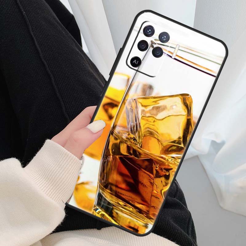 Cigar Whiskey Ice Drink Case For Oppo A18 A38 A58 A78 A98 A80 A60 A40 A96 A76 A16 A94 A74 A54 A15 A17 A57 A77 A5 Pro