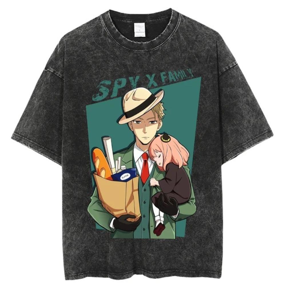 Spy X Family Forger Family Cooking Scene Vintage Washed Anime TShirt Unisex Spy Comedy Anime Fan Casual Tee  Cotton Short M
