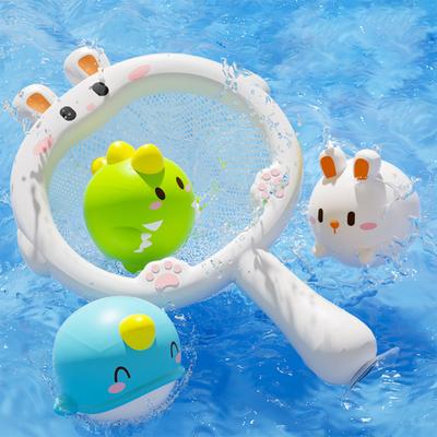 Set di Giocattoli da Bagno Animali Luminosi Senza Foro Giocattolo da Vasca da Bagno Luminoso Palla Animale Galleggiante Luminosa Gioco di Pesca Vasca Cerchio da Basket Giocattolo per Bambini