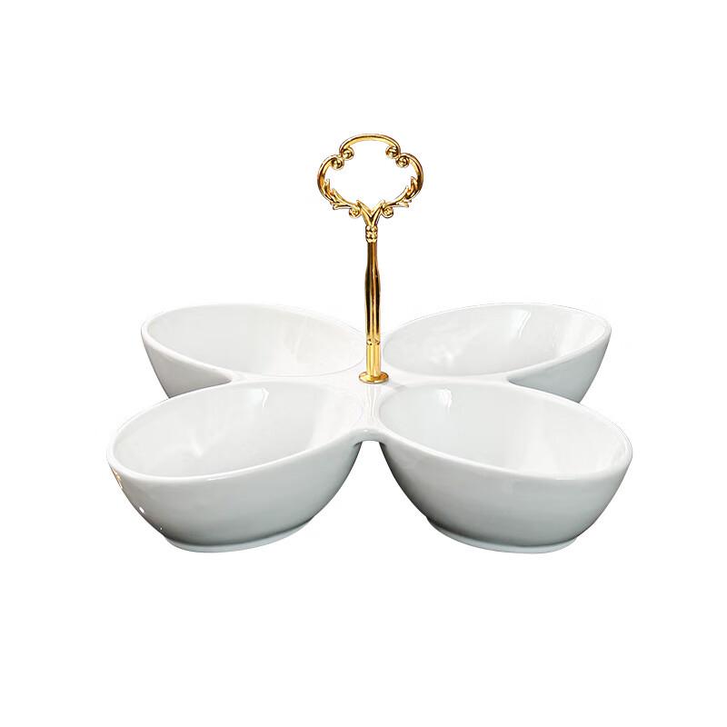 Qianxing Ceramic 4-Compartment Snack & Fruit Plate