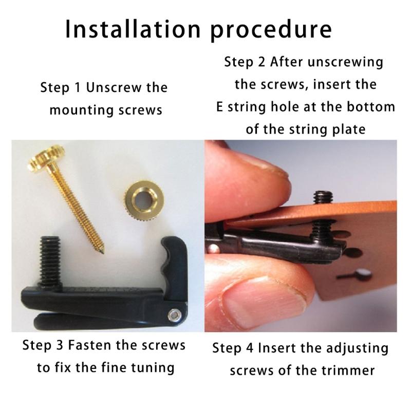 4Pcs Violin String Adjuster Part Musical Instrument Fine Tuning Accessory Violin Fine Tuner for Standard 4/4-3/4 Violin