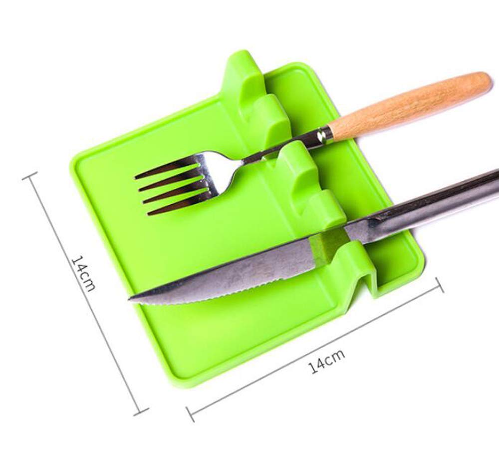 HJ Silicone Fork Chopstick Spoon Rest Chopstick Dish Rest Spoon Kitchen Available In 3 Colors Rest, Holder, Mat, Rest, Stand, Holder, Tool, (Black)