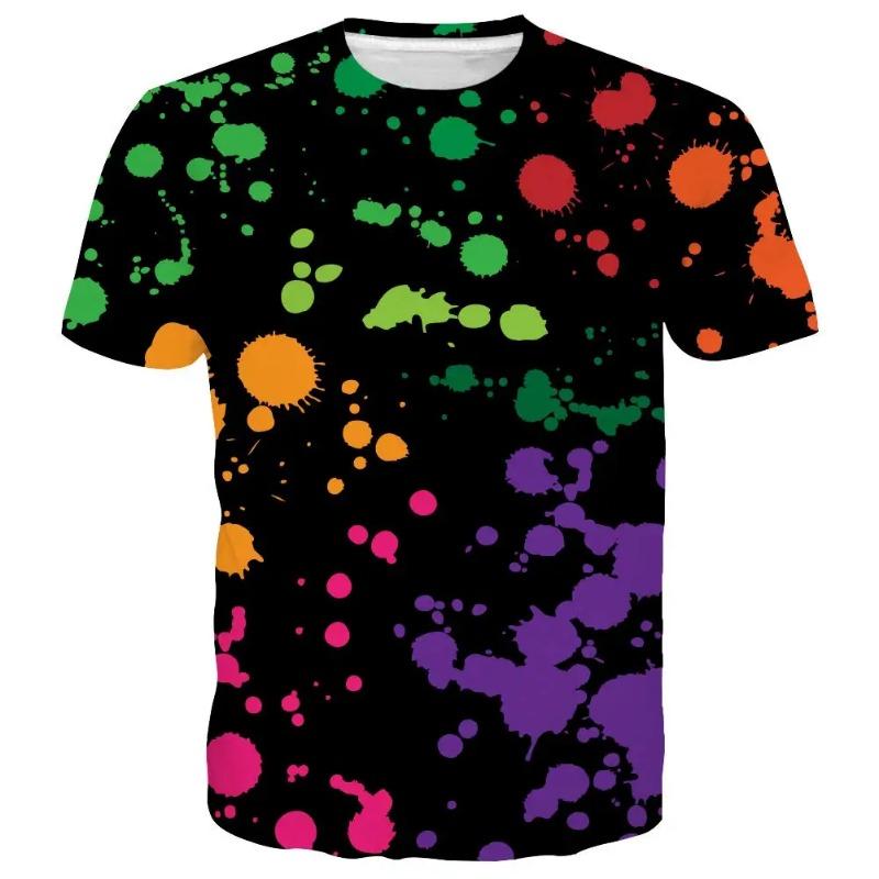 Fashionable and Colorful Tie Dye Graffiti 3D Printed Men's Round Neck Short Sleeved T-shirt