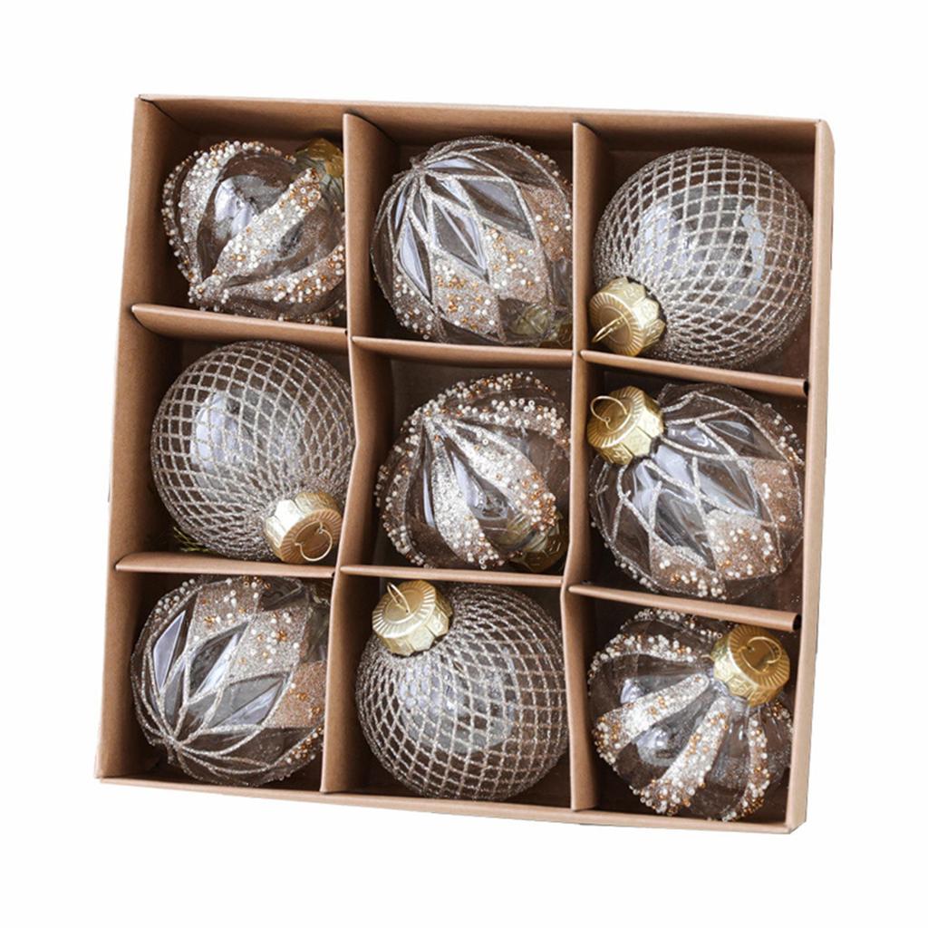 9pcs Christmas Balls Ornament for Christmas Tree Shatterproof Bauble Decor Hanging Ball Holiday Wedding Party Decoration