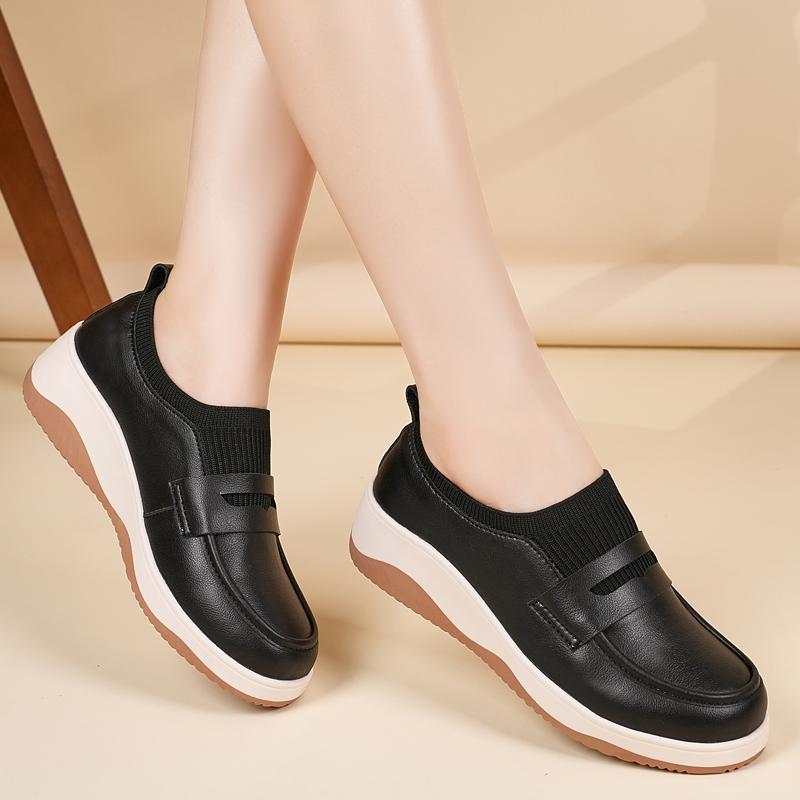 

Women s loafers Sneakers Height Increase Leather Platform Casual Thick Sole Elevator Shake Shoes EU:40
