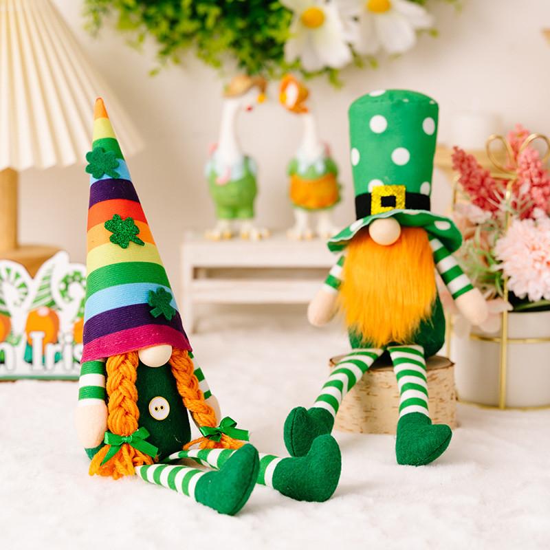Festive Patricks Saint Day Decor With Unique Faceless Doll And Hanging Legs