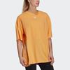 Adidas Oversized Striped Print Tee With Round Neck And Short Sleeves Women Tops Orange H65062