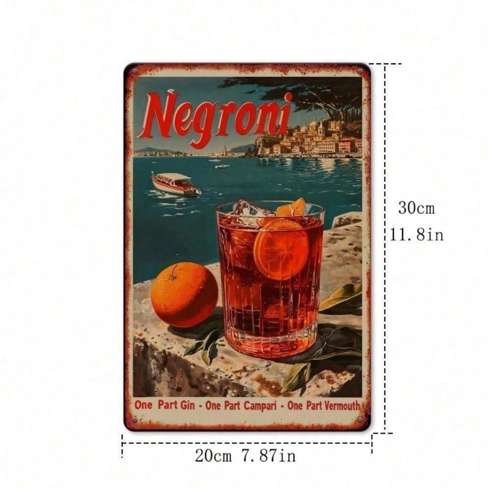 Retro Negroni Cocktail Metal Tin Sign 8x12 Inch Vintage Plaque Bar Pub Home Wall Decor