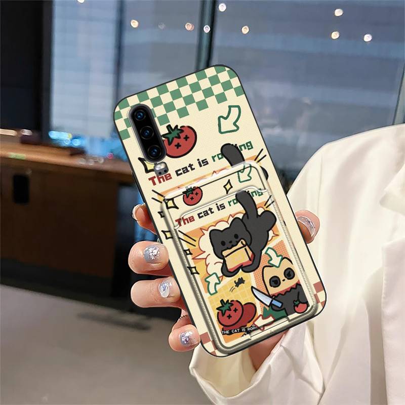 Schmutzabweisende Hülle Handyhülle Für Huawei P30 Graffiti Stoßfest TPU Kartenfach Staubdicht Vollständiger Schutz Langlebig Cartoon